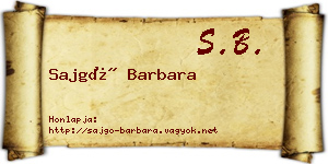 Sajgó Barbara névjegykártya
